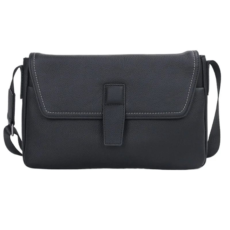 Vintage Men's Top Grain Leather Crossbody Shoulder Bag Adjustable Strap Daily Commute Business Travel