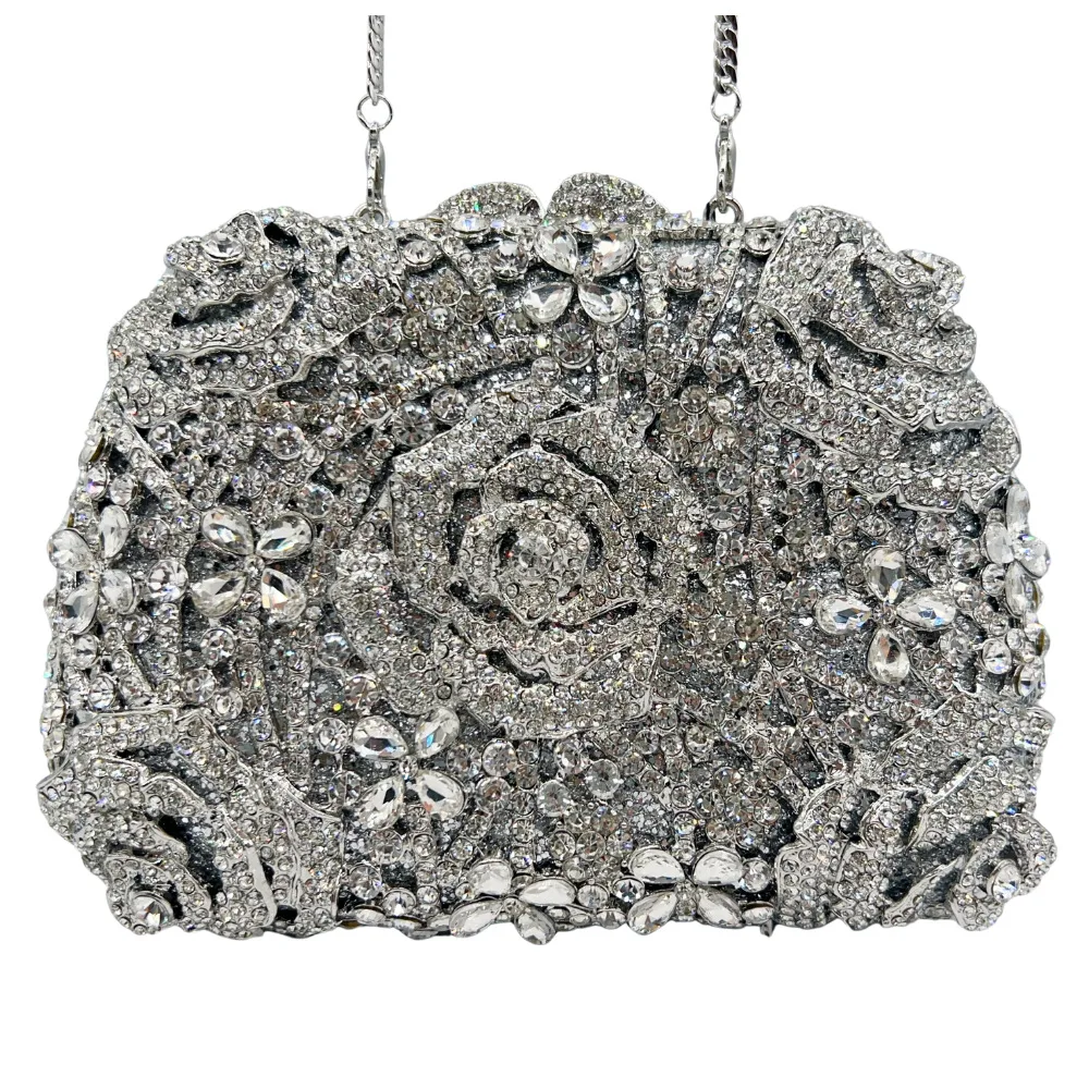 

Bridal Wedding Bag Purses Flower Shape Diamond Purse Luxury Handbags Fashion Women Crystal Prom Clutch Purse