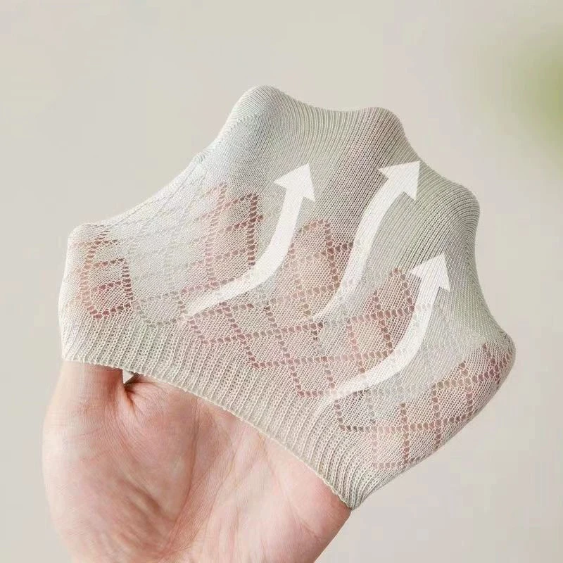 8 أزواج النساء المضادة للانزلاق الجوارب غير مرئية الصيف رقيقة شبكة بلون امتصاص العرق تنفس لينة مريحة الجوارب غير رسمية #3