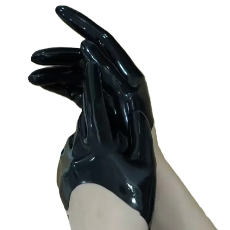 

Black Tight Fit Glossy Latex Half Palm Full Finger Gloves Anime Cosplay Props Halloween Carnival Party Costume Accessories