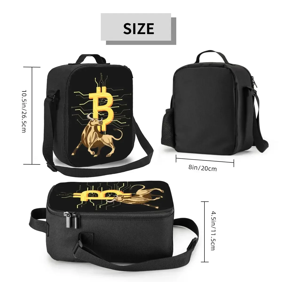 Bitcoin Bull borse per il pranzo con isolamento termico BTC Crypto Currency Tote portatile per la conservazione dei viaggi della scuola di lavoro Bento Food Box