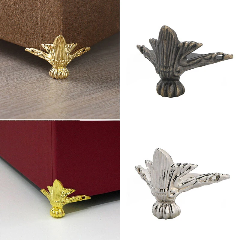 Home decoration Antique Wood Box Feet Leg Corner Protector Triangle Rattan Carved Decorative Bracket For Furniture Hardware