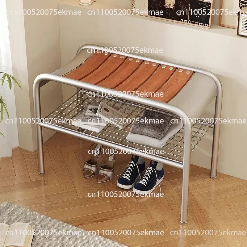 Modern Simple Style Multi-functional Shoe Changing Stool Advanced Home Shoe Cabinet Wrought Iron Material Stainless Steel
