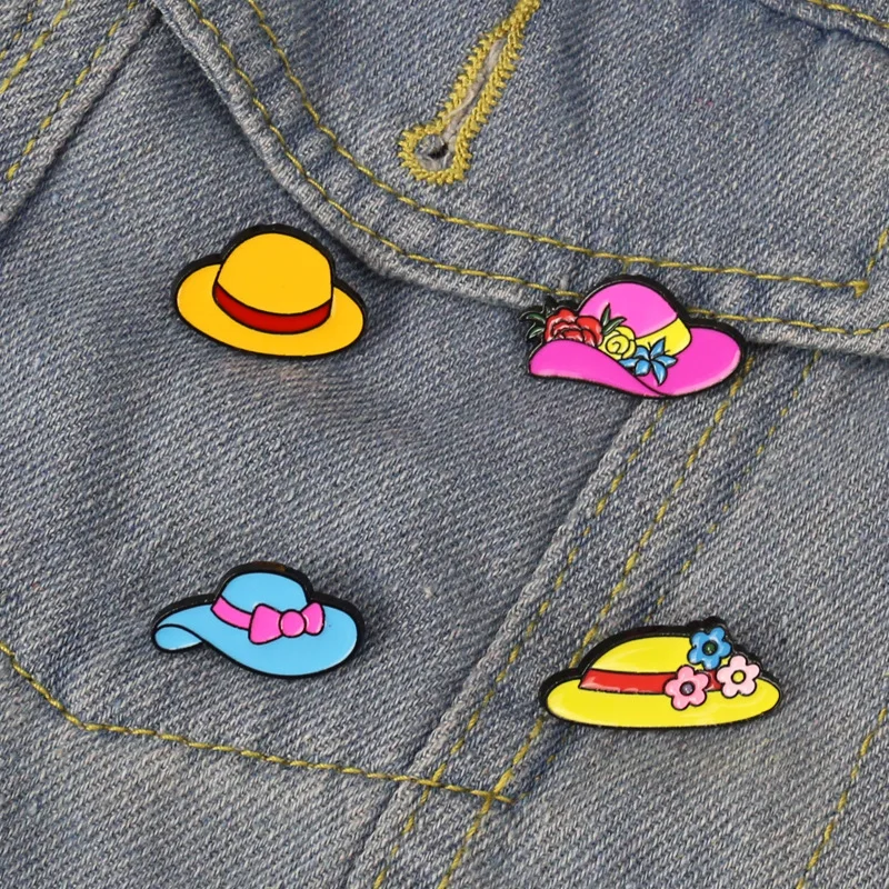 Cross border Sweet Cartoon Colored Hat Brooch Clothing Accessories Soft Girl Cute Straw Hat Beach Hat Badge