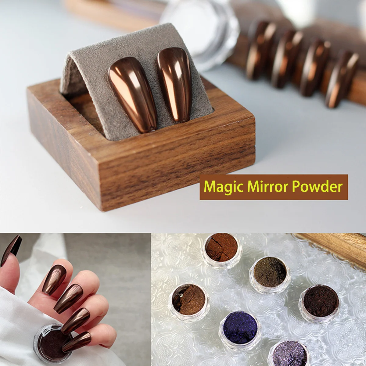 1szt Nail Magic Mirror Powder Melad Metal Mirror Flour Autumn/Winter Retro Colors 6 Colors Fine Powder Quality Nail Art Creation