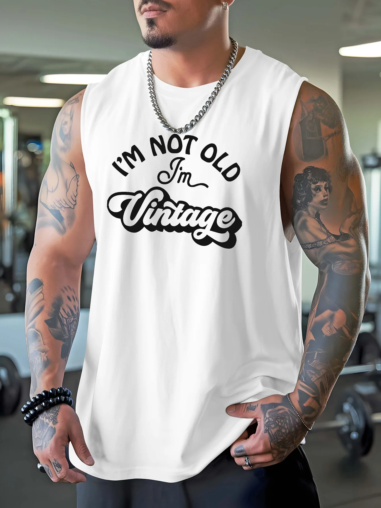 

Men's retro "I'm not old, I'm retro" sleeveless T-shirt