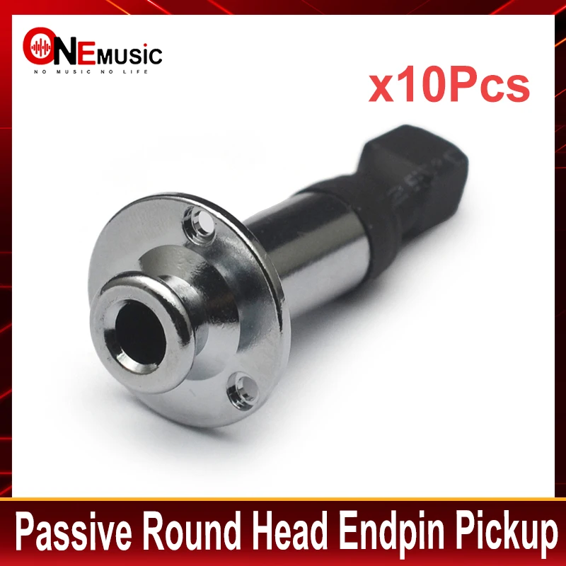 10Pcs Passive Pickup Head Round Head Endpin Pickup for Acoustic Ukulele 6.35+2.5mm Jack Chrome