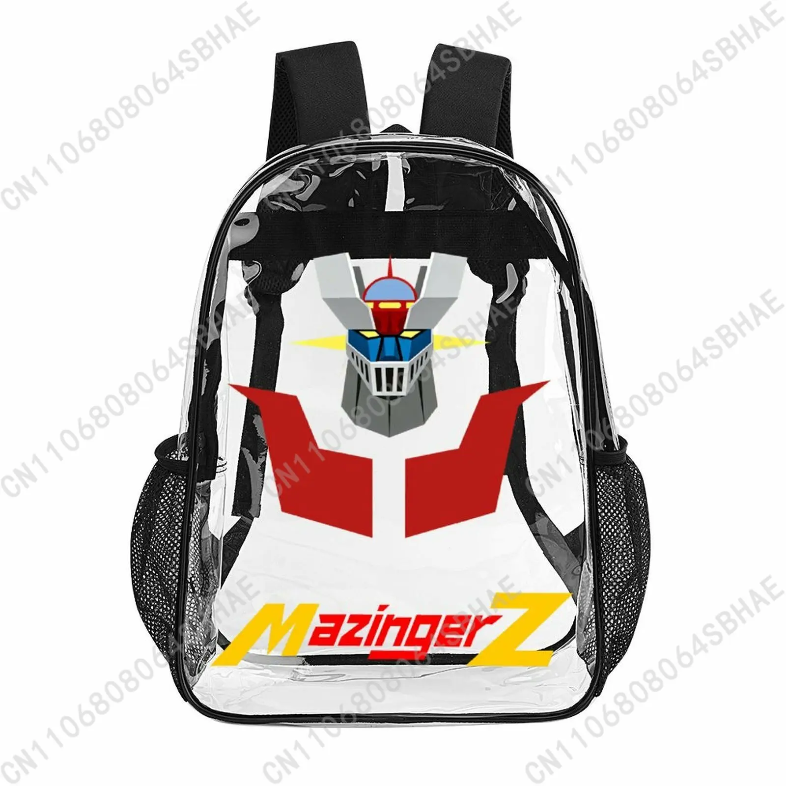 

Mazinger Z Trendy 17 Inch Clear Backpack for Teenage Girls Boys Personalized Name Transparent School Bag Cool PVC Gifts