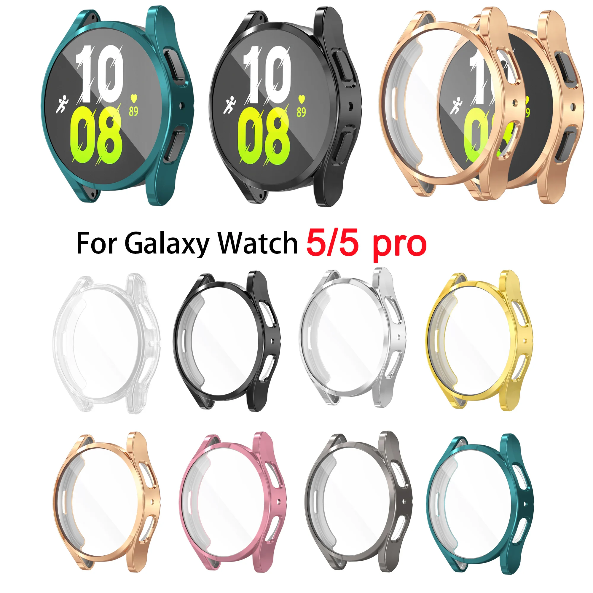 

Защитный чехол из ТПУ с гальваническим покрытием для Samsung Galaxy Watch 5 40 мм 44 мм 45 мм, прозрачная защитная рамка
