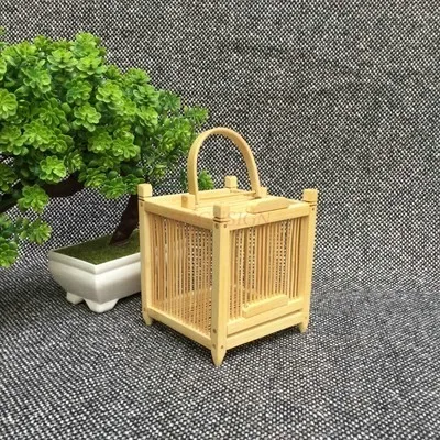 Natural bamboo products, encrypted grasshopper cage, retro handmade single grid