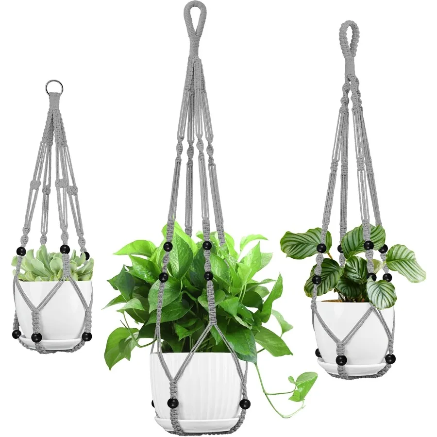 

3 Pack Macrame Plant Hanger 35 29 23 Different Sizes Hanging Planter Basket Flower Pot Holder for Indoor Outdoor Boho Home Dr G
