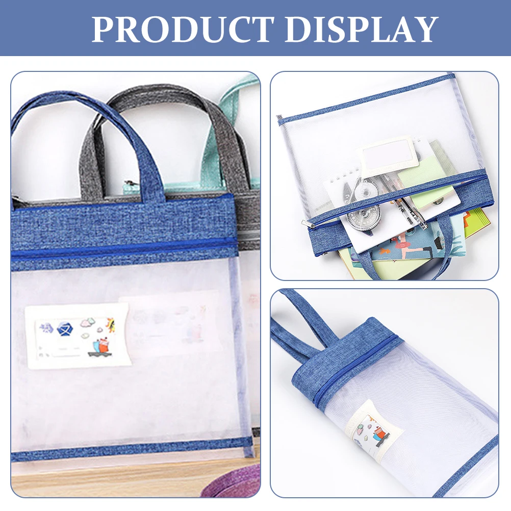 

Practical Gauze Mesh File Bag Large Capacity Zipper Pouch Organizer for Documents Office Study Use Gift Idea