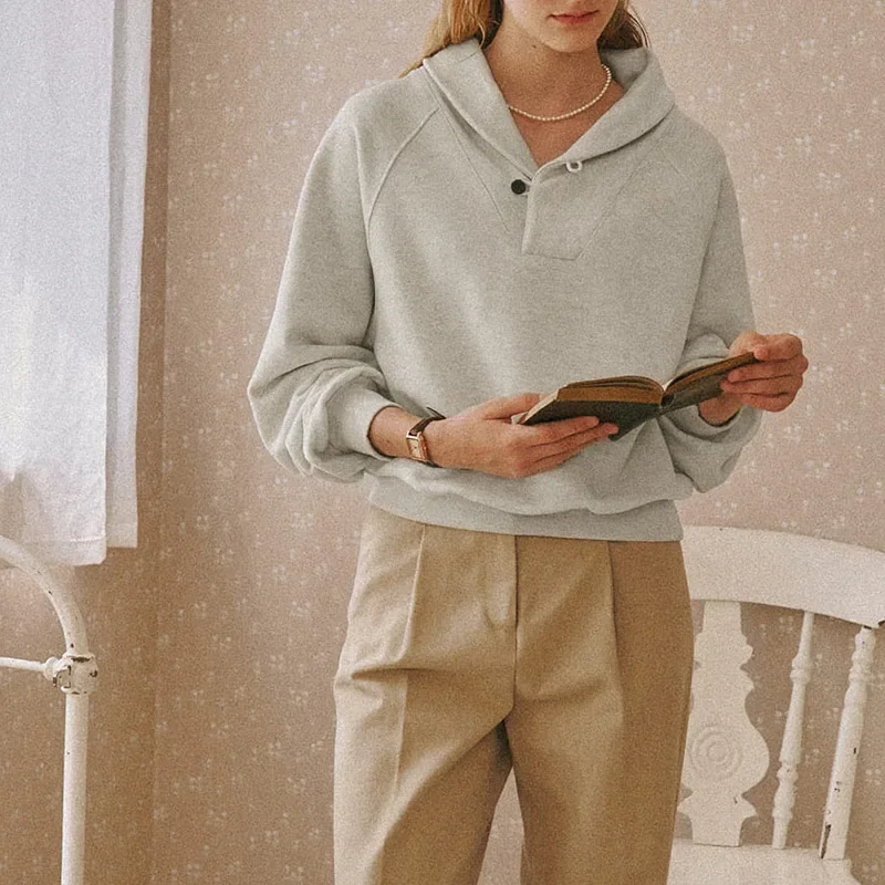 100% القطن التلبيب البلوز البلوز المرأة 2025 الخريف جديد الرجعية الأدبية فضفاضة طويلة الأكمام سترة غير رسمية الملابس النسائية #2