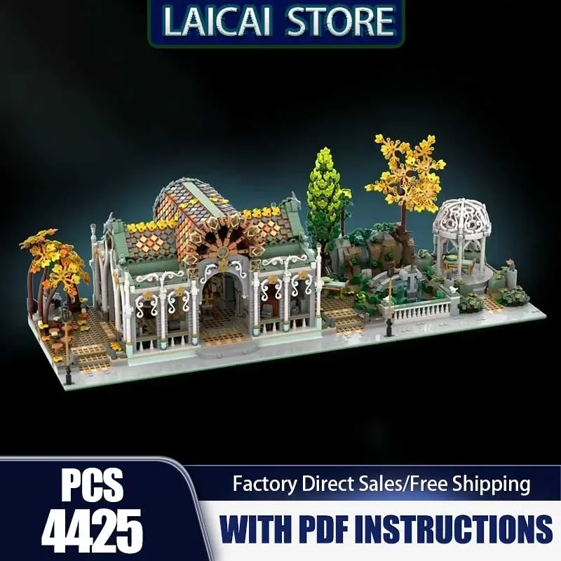 2025 moc bloco de construção modular mercado hall anel mágico filme modelo tecnologia tijolo diy montagem construir brinquedo feriado presente aniversário