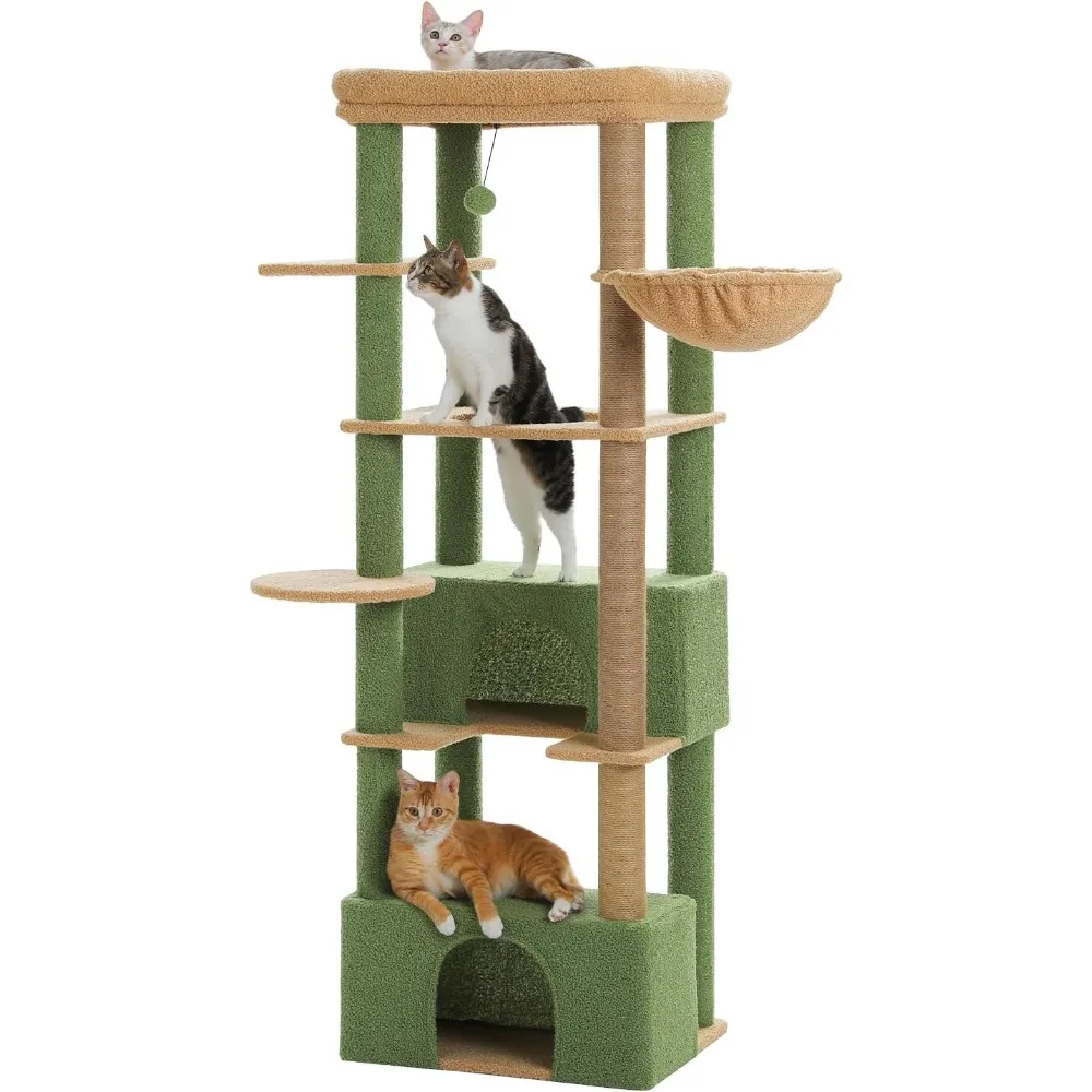 

PEQULTI 68'' Cat Tree for Large Cats 20 lbs Heavy Duty, Tall Cat Tower for Indoor Big Cats with Extra-Big Top Perch [21'' x 17''