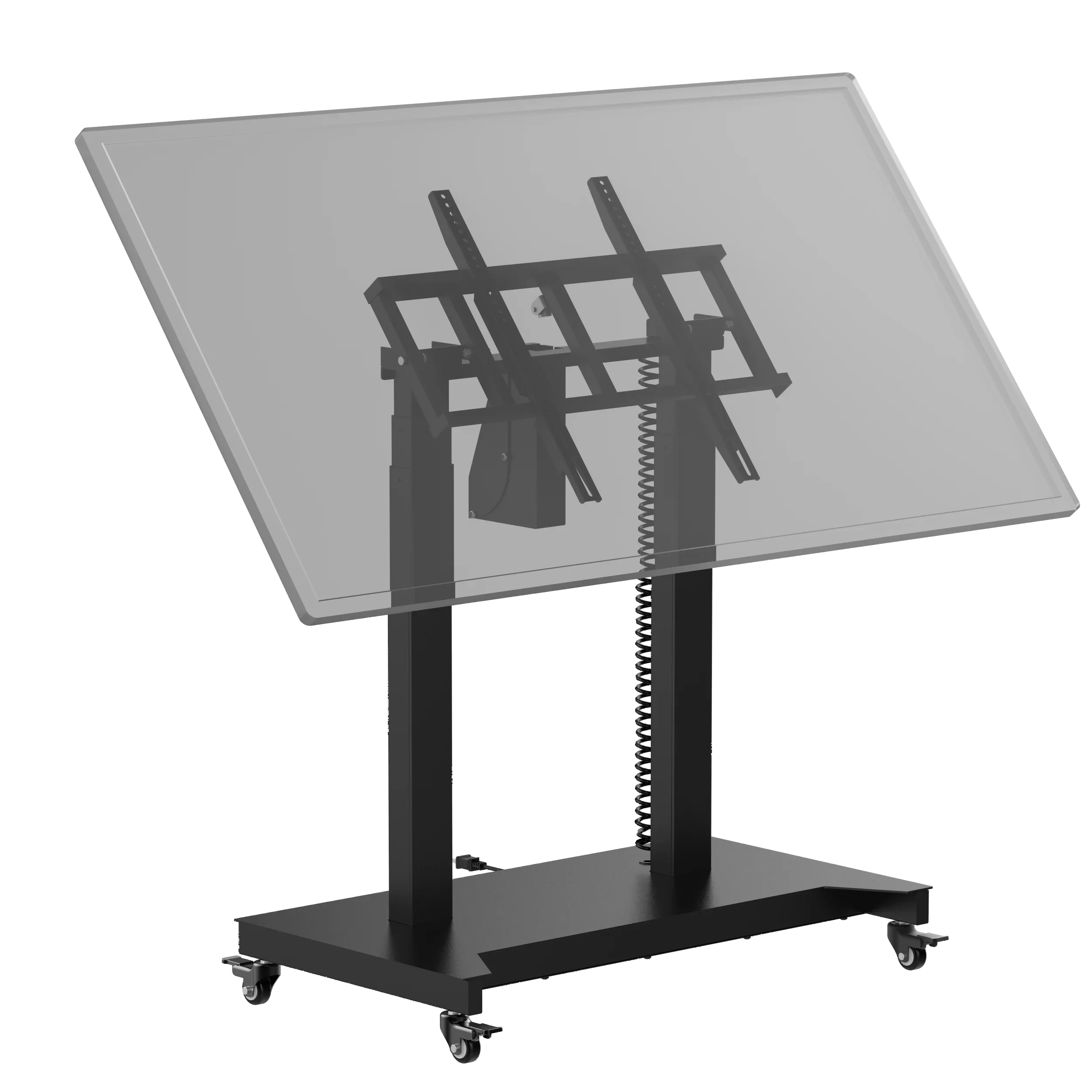 Chariot de télévision motorisé moderne, chariot de télévision réglable en hauteur en métal avec roues, supports de télévision mobiles avec télécommande pour salle de réunion