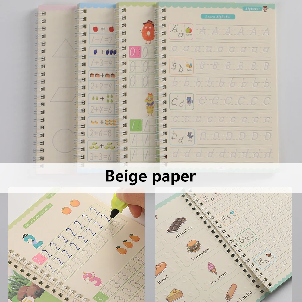 School English Practice Copybook Magic Calligraphy with Pen for Kids Preschooler Children Calligraphy Practice White Cardboard