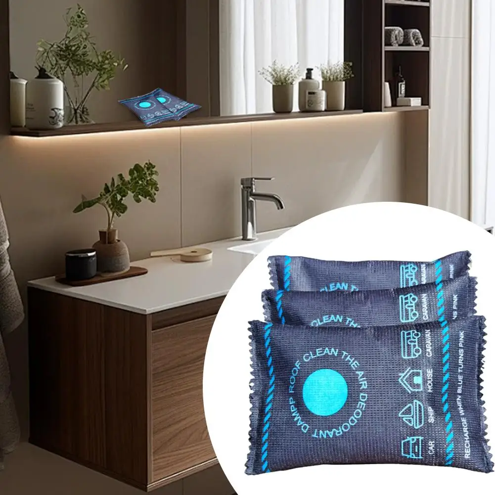 Moisture Absorber Bag with Color Change Reusable Silica Gel Dehumidifier for Automotive Home Wardrobe Humidity Control