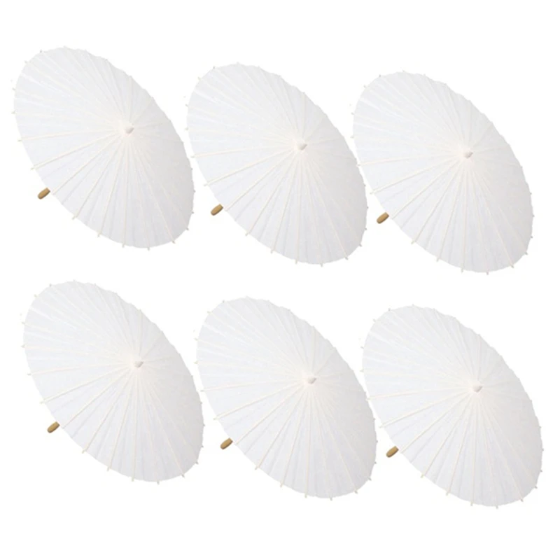 6PCS Paper Parasol Wedding Umbrella Party Favor Bamboo Umbrellas For Bridal Shower Centerpieces Photo Props 33In 23.6In Promotio