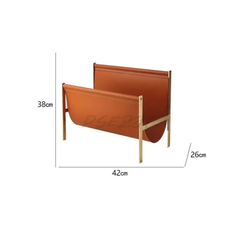 Leather Magazine Rack Storage Rack Model Room Hotel Home Floor To Ceiling Creative Desktop Iron Newspaper and Magazine Rack