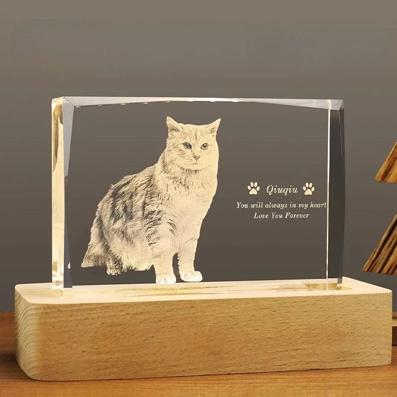 Pet Souvenirs, Customized Creative Gifts, Dogs, Cats, Photos DIY Crystal Album 3D Engraving Laser Pet Memorials