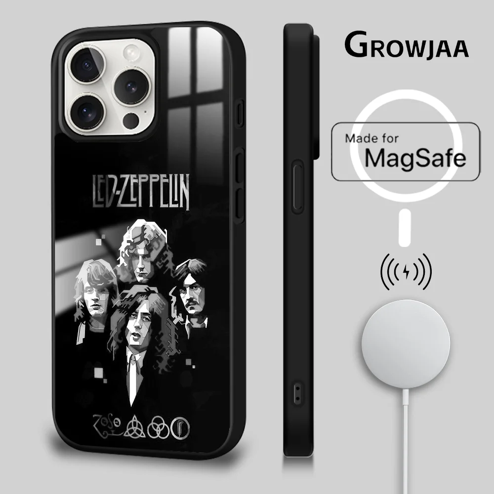 Band L-Led Z-Zeppelin Cool Phone Case For iPhone 16 15 14 13 12 11 Pro Max Plus Mini Magsafe Mirror Wireless Magnetic Cover