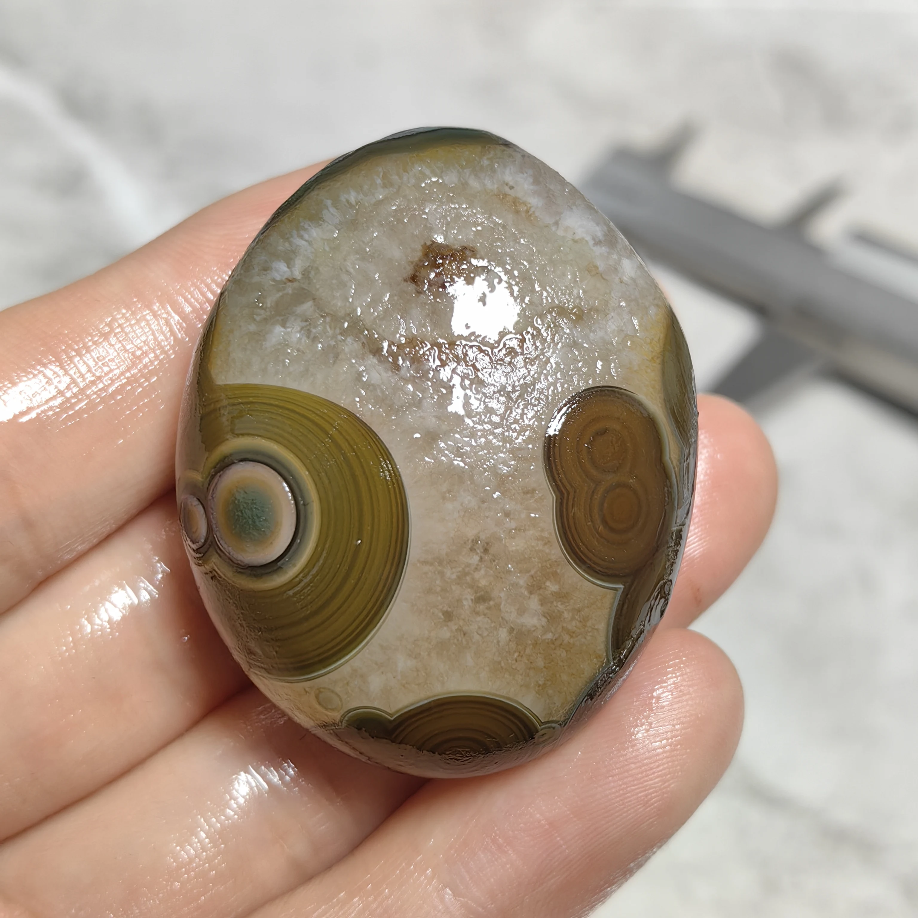 Pure Natural Divine Eye Agate Palm Stones Gobi Texture Eye for DIY Amulets, Chakra Reiki, Good Luck & Negative Energy Shield