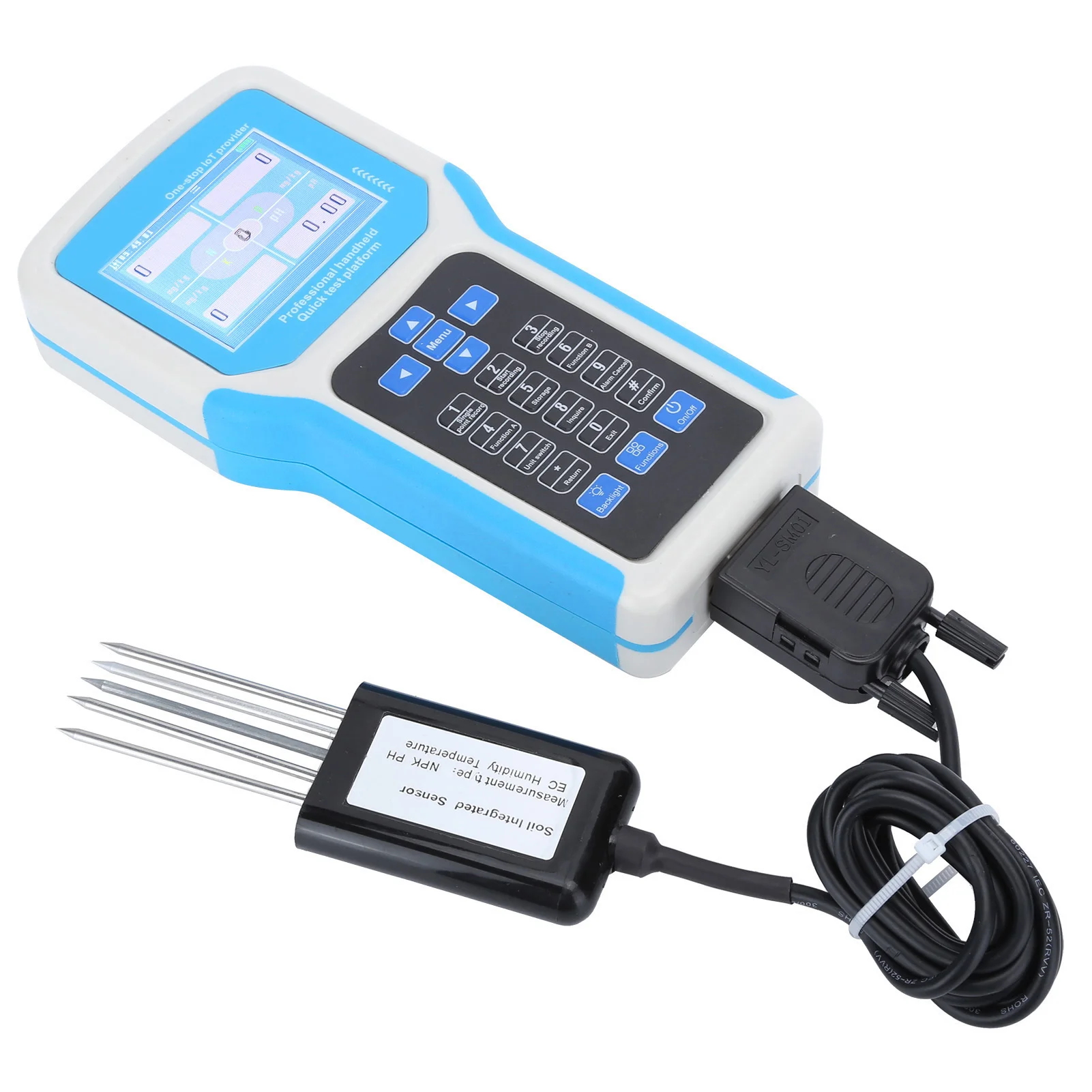 

EC Tester EC Meter Intelligent Soil Tester Temperature Humidity EC Nitrogen Phosphorus Potassium Meter English Version