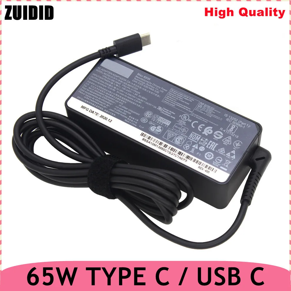 

20V 3.25A 65W USB Type C Power Adapter Charger for Lenovo Thinkpad X1 Carbon Yoga X270 X280 T580 P51s P52s E480 E470 S2 Laptop