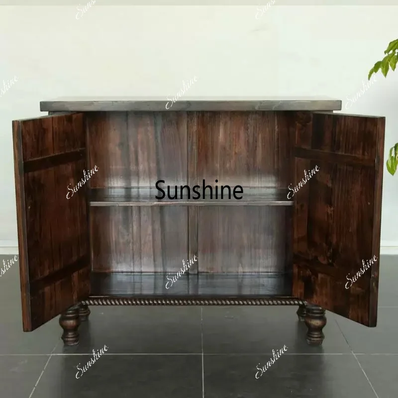 Solid wood carving flower storage decorative cabinet, Chinese entrance cabinet