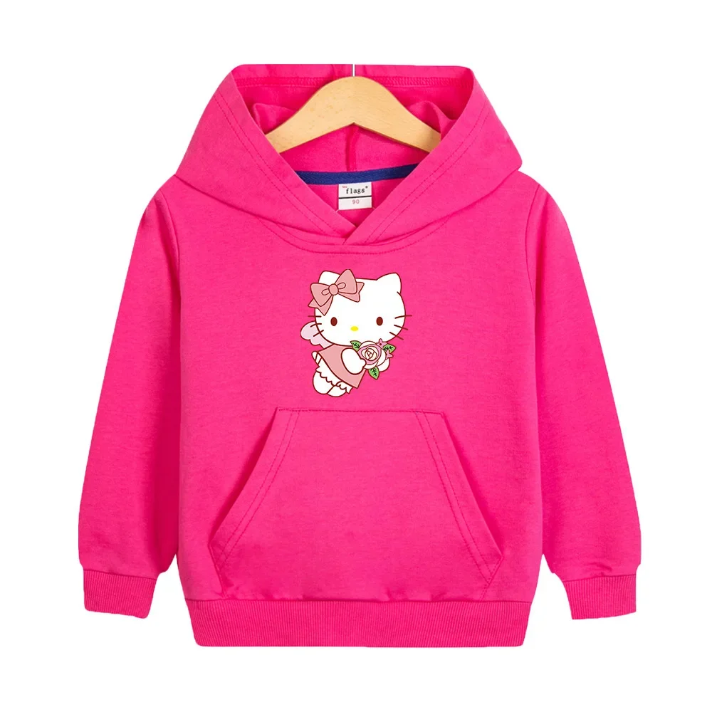 Sanrio Hoodies Sweater Hello Kitty Kids Clothes Girls Spring and Autumn Children Pure Cotton kawaii Tops Clothes Girls Clothing