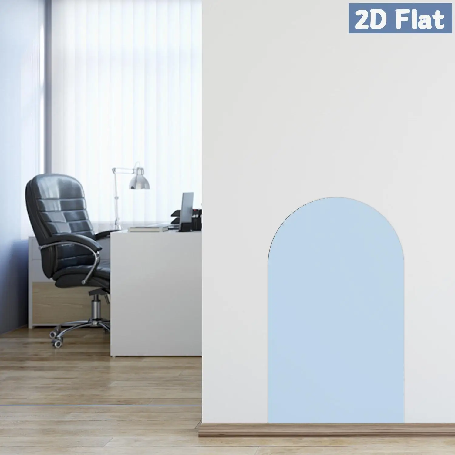 1 قطعة ملصق حائط على شكل سبورة بيضاء مقوسة قابلة للفصل باللون الأزرق الفاتح، ديكور غرفة المعيشة وغرفة النوم