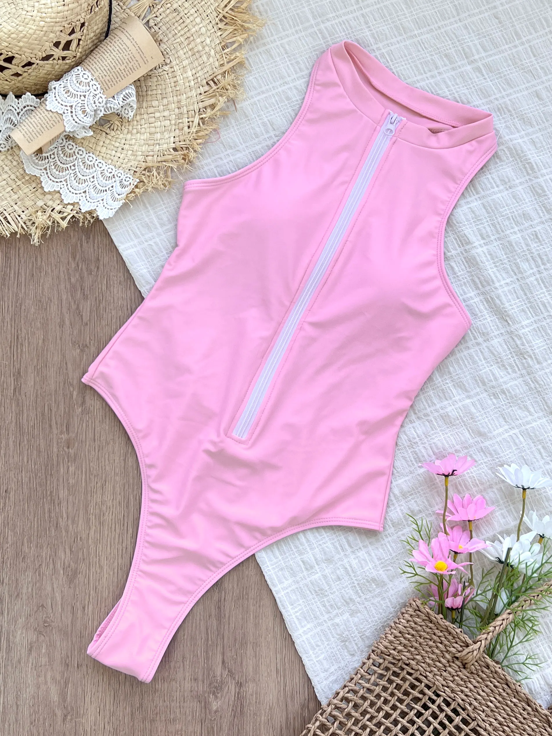 Seksowny jednoczęściowy strój kąpielowy bez rękawów dla kobiet w sportowym stylu strój do surfingu stroje kąpielowe Lady Monikini Mujer strój kąpielowy body wyściełane 2024 — zdjęcie 7