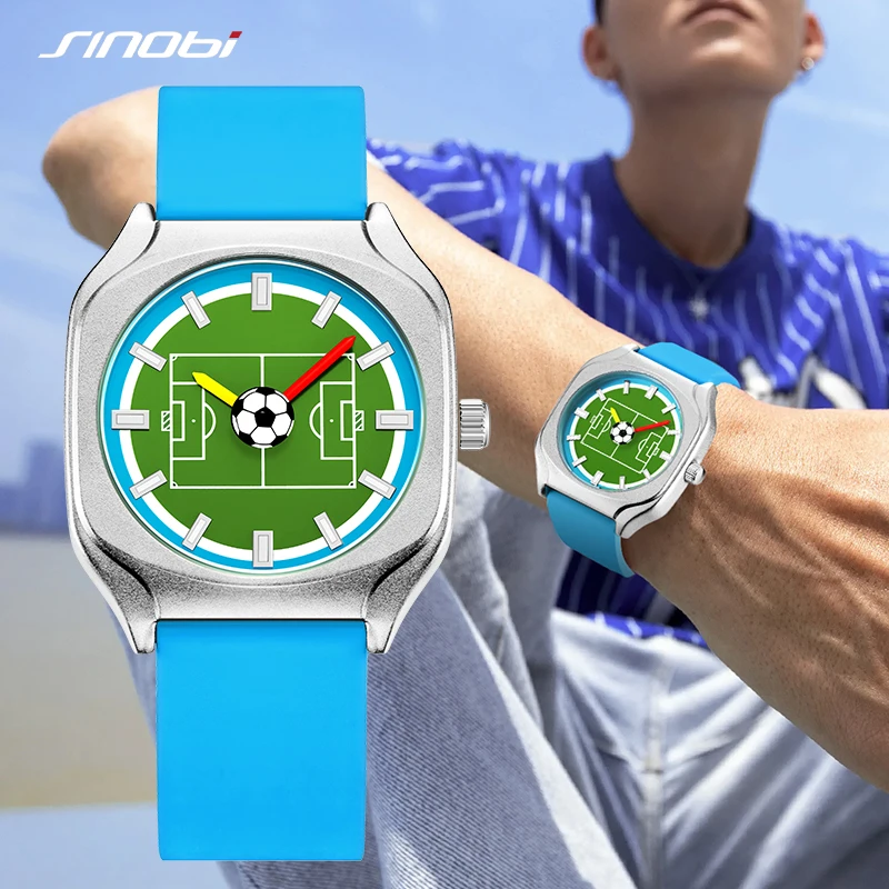 SINOBI New Creative Football Design orologi al quarzo da uomo orologi da polso al quarzo di moda cinturino in Silicone regali maschili orologio impermeabile