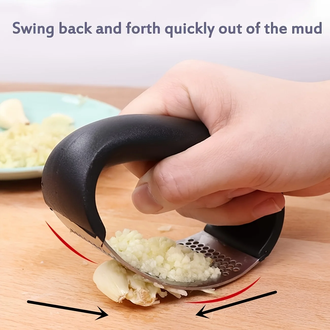 One Piece Garlic Crusher Black Handle, Kitchen Tools, Portable Camping Design, Cocina & Daily Kitchen Supplies