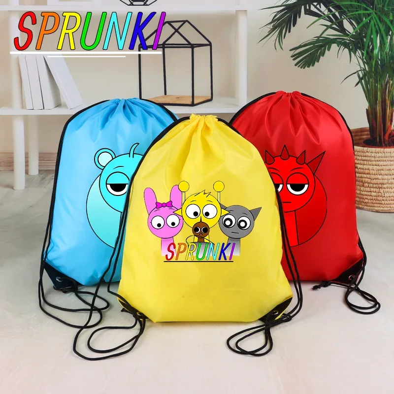 Sprunki Drawstring Bag Sports Waterproof Travel Backpack Bundle Pocket Basketball Bags Game Figures Boys and Girls Birthday Gift