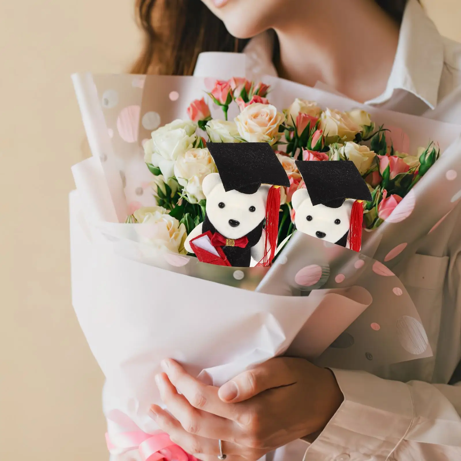 AdTosFlower-Bouquet d'ours pour remise de diplôme, poupées d'animaux, emballage de bouquet, cadeaux de remise de diplôme, 10 pièces