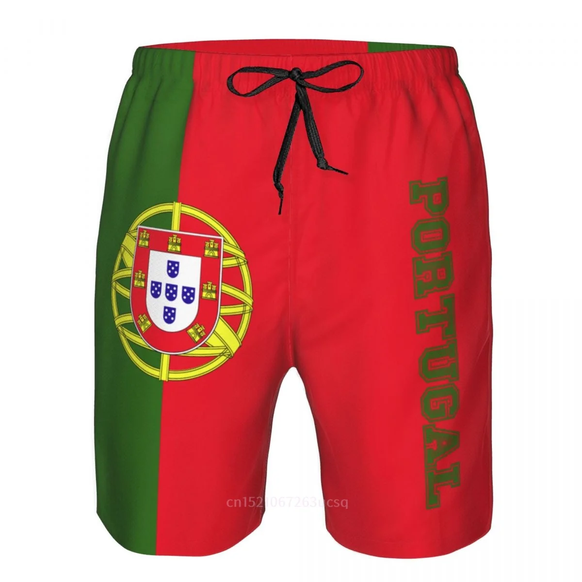 2023 Summer Polyester Portugal Country Flag 3D Printed Men\'s Board Shorts Beach Pocket Running Summer Pants