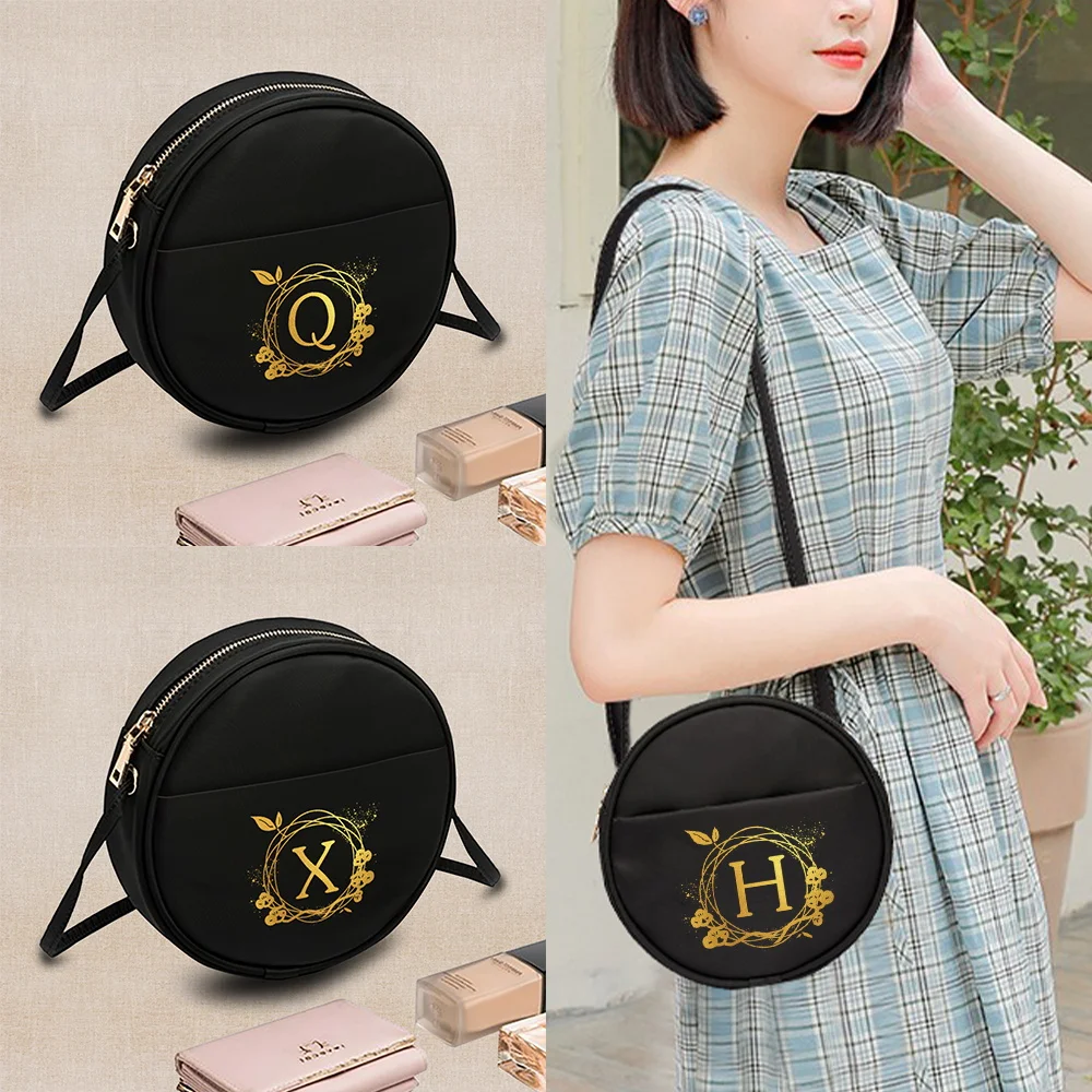 2022 Fashion Women Round Crossbody Bag Pattern Letter Printed Ladies Small Messenger Shoulder Bag Small Coin Purse Handbags