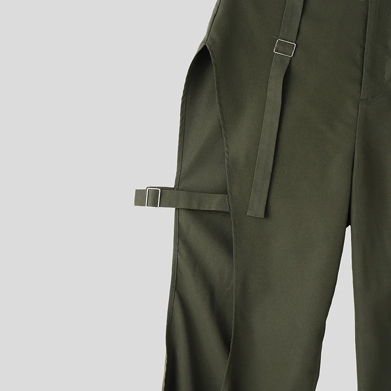 INCERUN Men Pants Solid Button Hollow Out Fashion Cargo Pants For Man Streetwear Joggers 2026 Fashion Casual Trousers Pantalones
