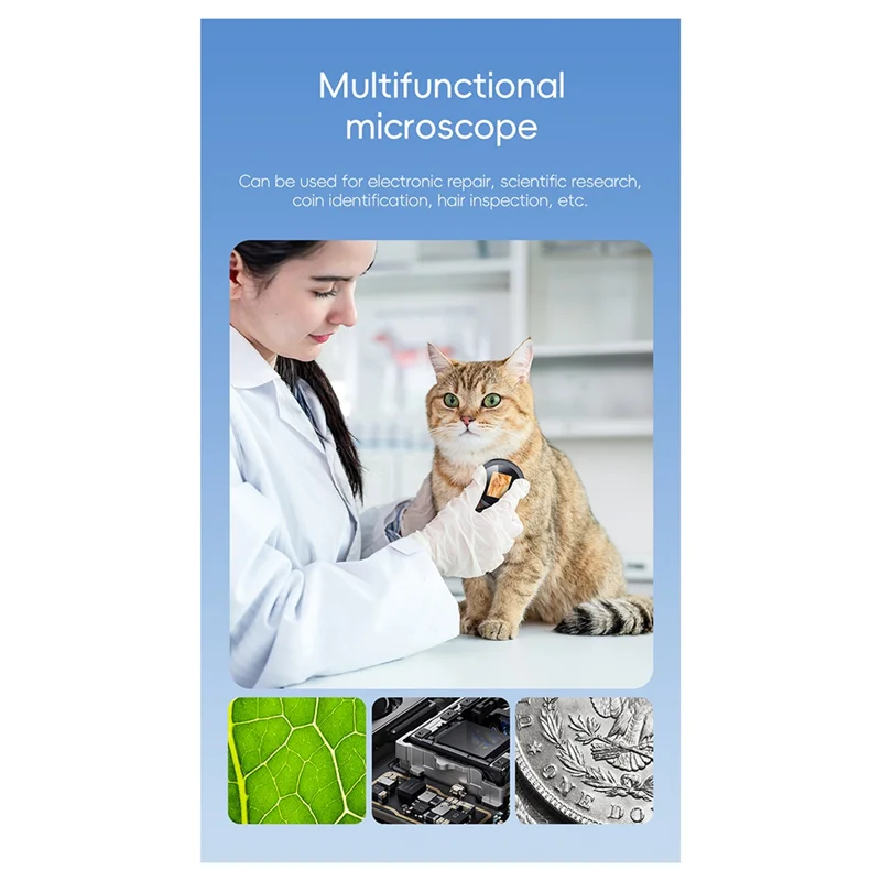 

ABUH-500X Magnification Magnifier Handheld Microscope 2 Megapixel With 8 Leds For Electronics Coins Jewelry Watch Repair