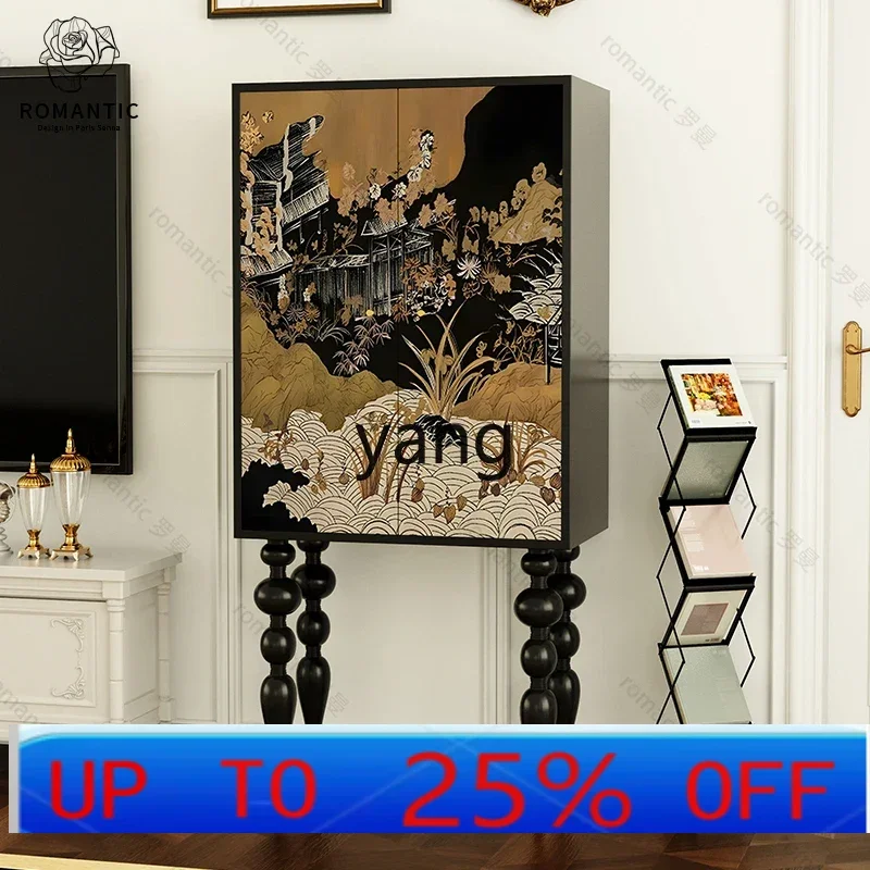 

LTT storage and storage integrated decorative cabinet solid wood high-footed entrance cabinet