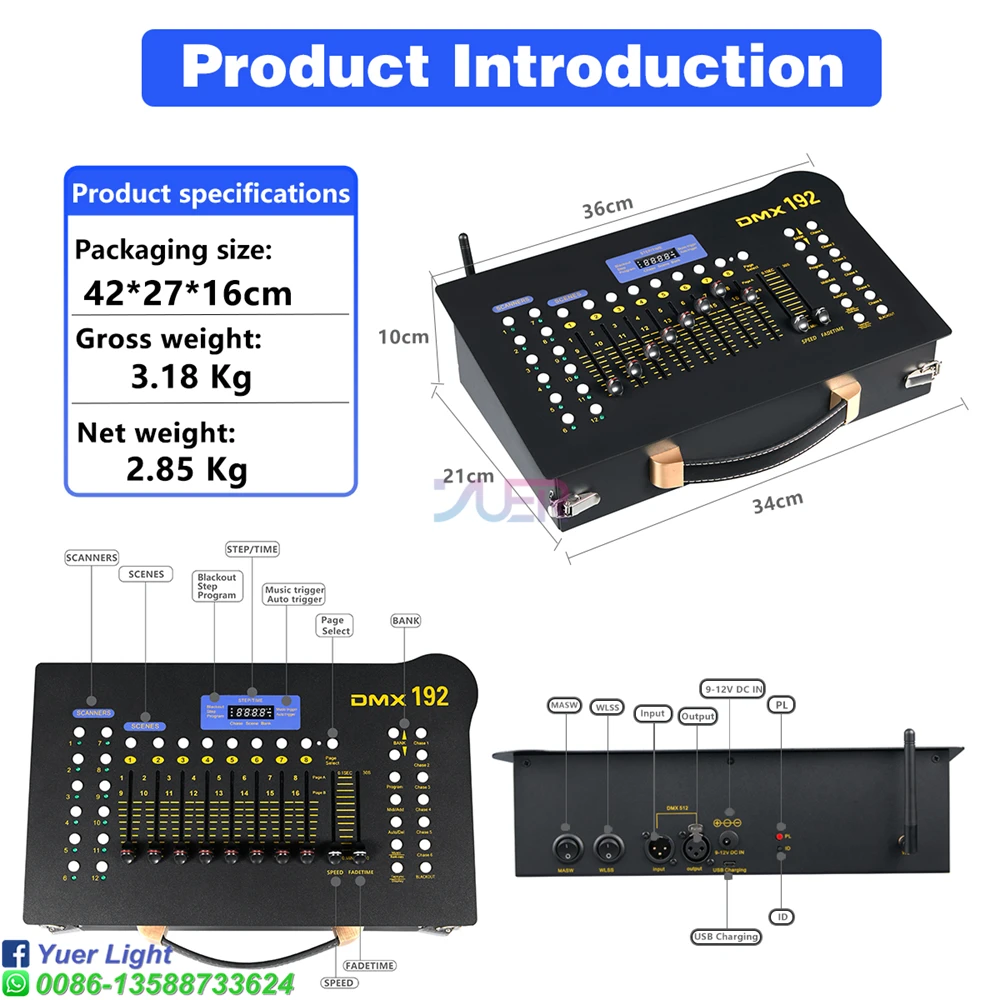 Imagem -02 - Mini Controlador Dmx Padrão 192 para Iluminação de Palco Cabeça Móvel e Luz Par Led Equipamento de Controle de Discoteca para dj