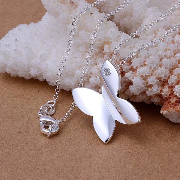 Silver color gorgeous Fashion popular women wedding butterfly necklace hot classic models noble jewelry P311