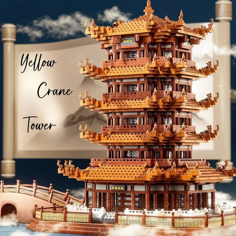 Chinese ancient architecture Yellow Crane Tower assembly toy boy high difficulty micro particle puzzle China-Chic girl