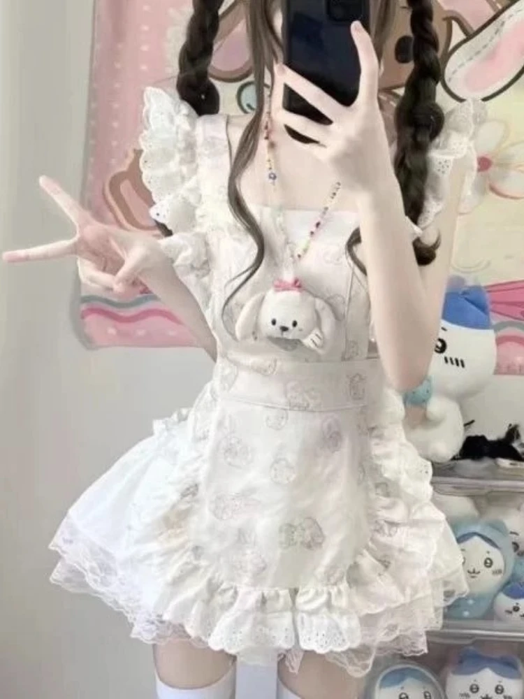 اليابانية لطيف لوليتا الحلو قطعتين مجموعة المرأة دمية طوق قميص الوردي حزام التنانير جديد Kawaii JK Harajuku الجنية الصيف دعوى 2925