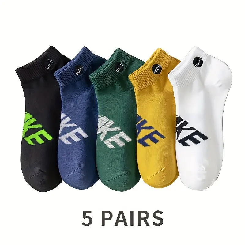 5 Pairs Of Socks Men\'s Short Socks Spring, Autumn And Winter Sports Sweat-absorbent And Odor-resistant Boat Socks Thin Low-cut S