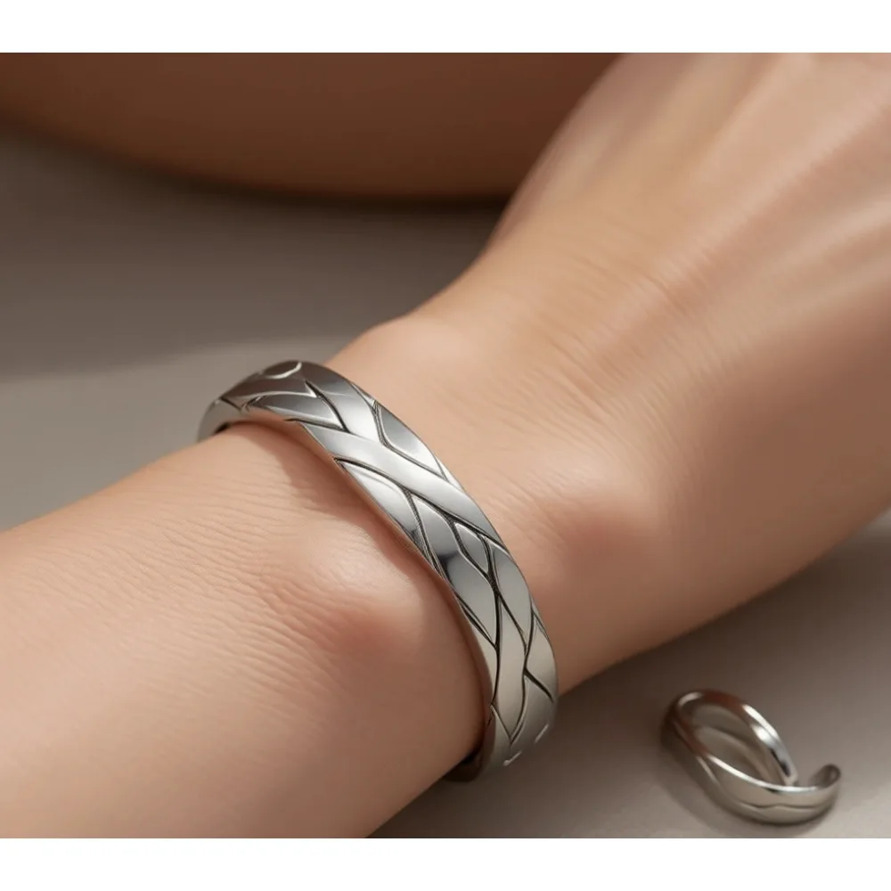 

Браслет из стерлингового серебра 925 пробы с узором, регулируемый, для женщин и мужчин, подарок на вечеринку