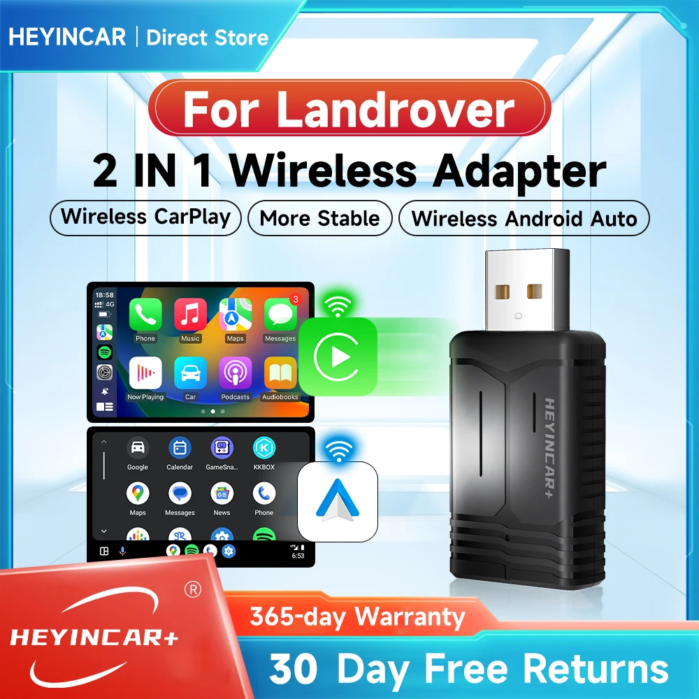 2024 New HEYINCAR 2in1 Wireless Android Auto Adapter Carplay Wireless For Land Rover RANGE ROVER DISCOVERY  DEFENDER 90 110 130