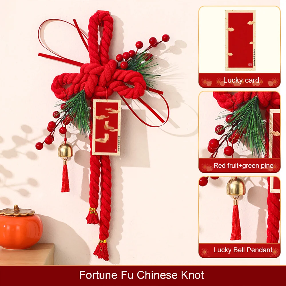 

Chinese New Year Fortune Fu Knot Pendant Handmade Tassels Ornaments Door Handle Hanging Decor for Home, New Residence
